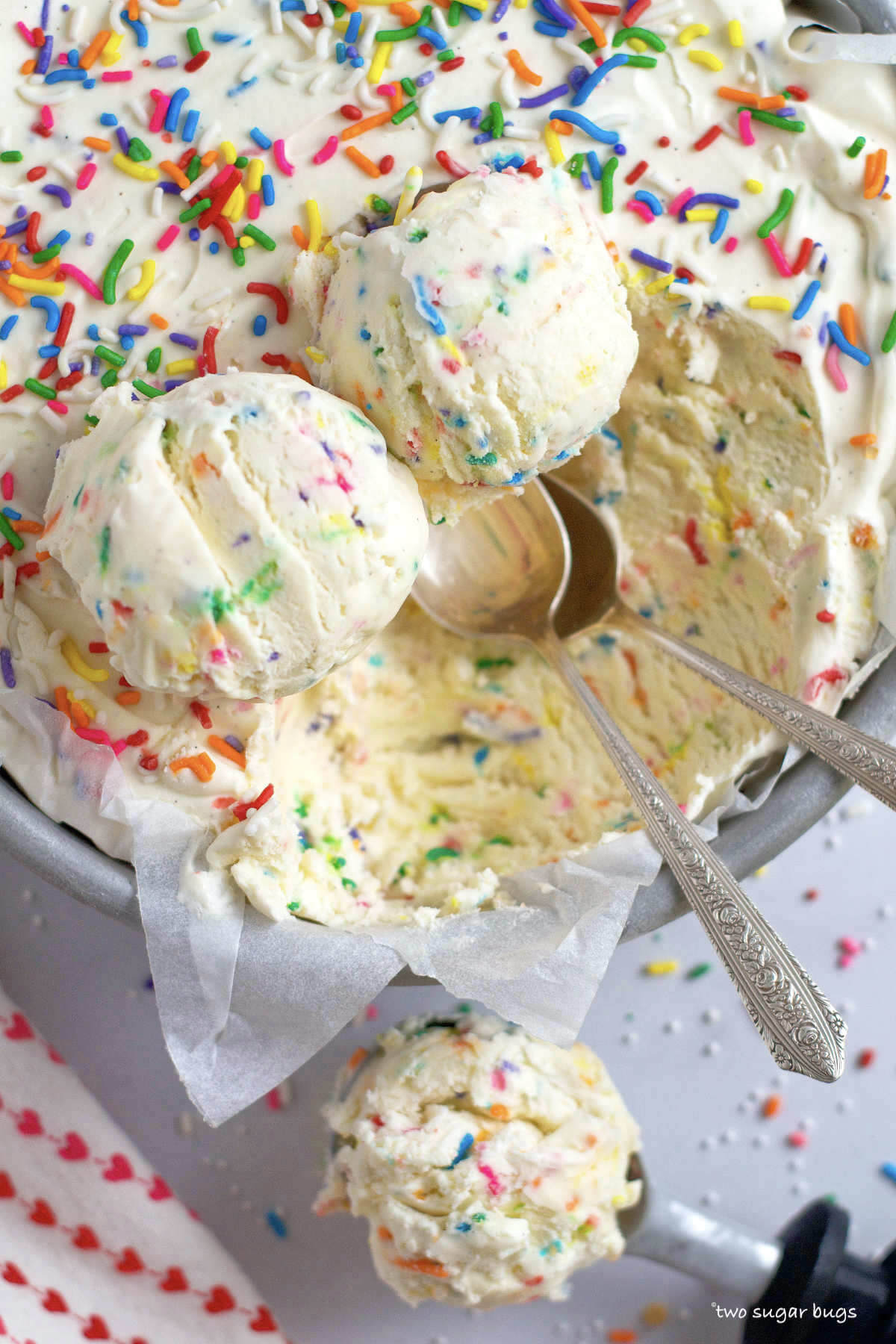 two sugar bugs funfetti ice cream