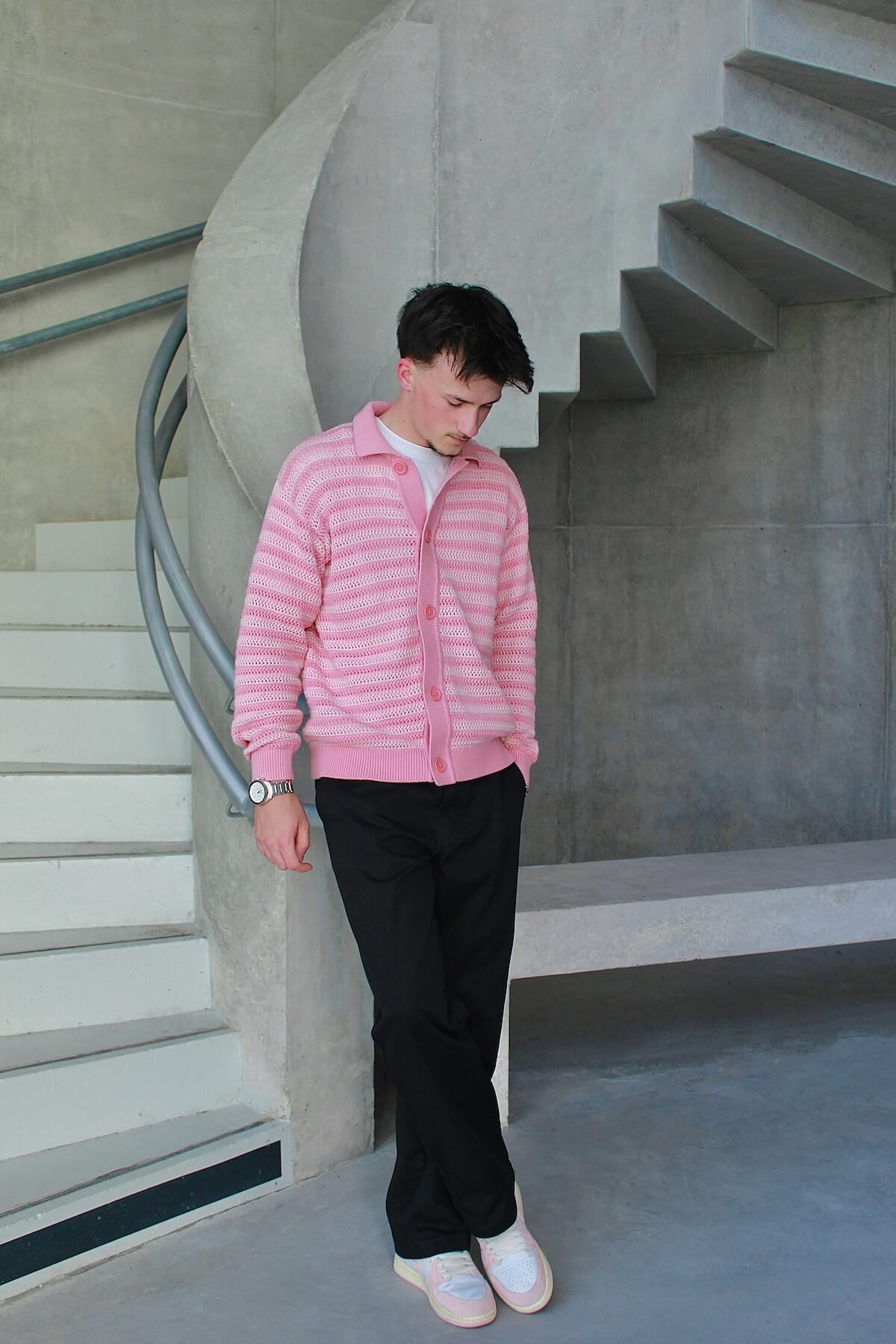 Unsplash: Man in pastel pink jacket by Victor Gabillet