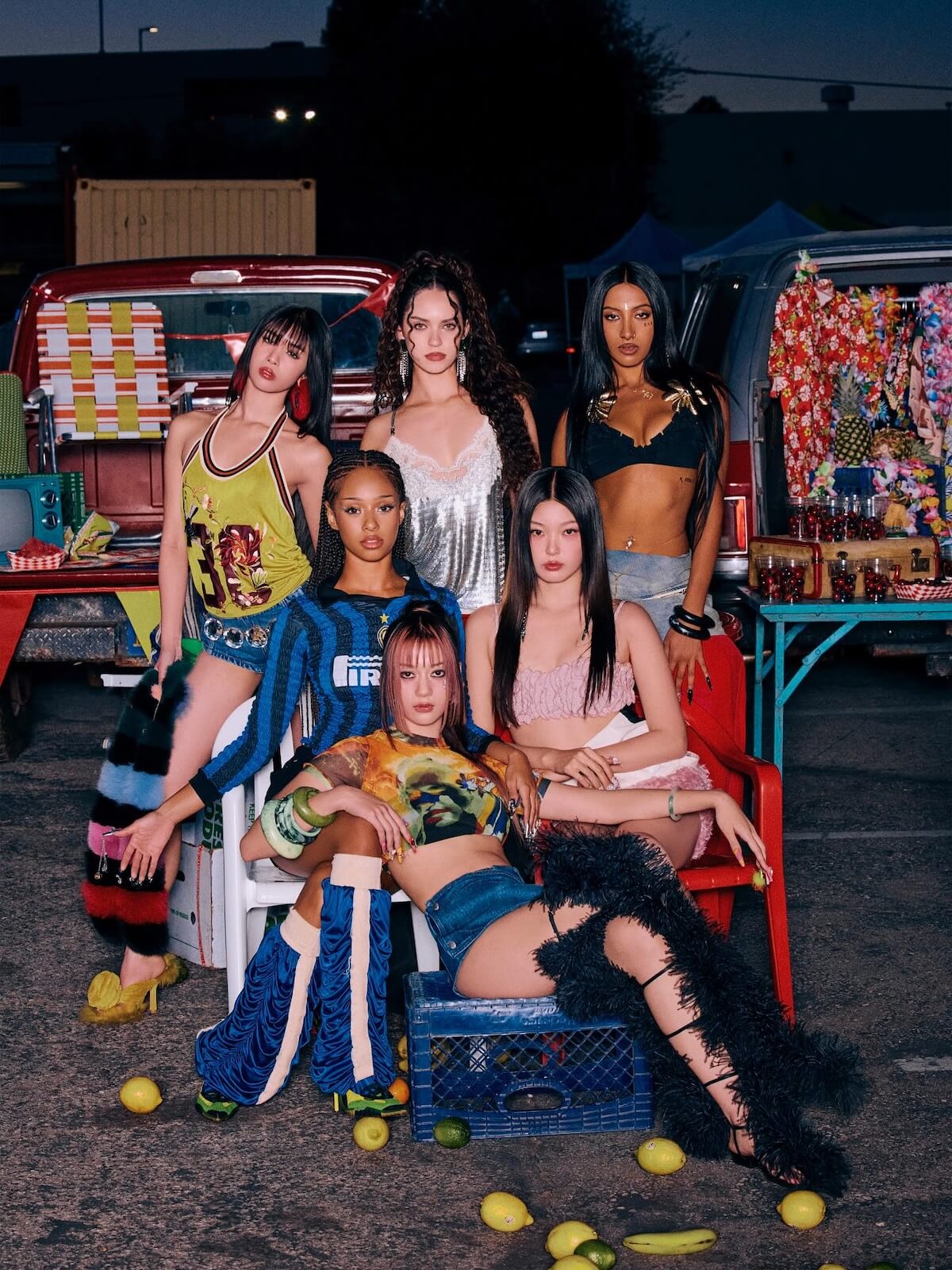 KATSEYE Beautiful Chaos promo image with crates