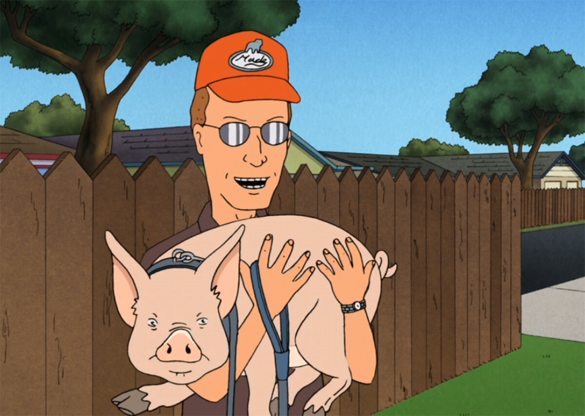 King of the Hill: Dale gribble holding truffle pig