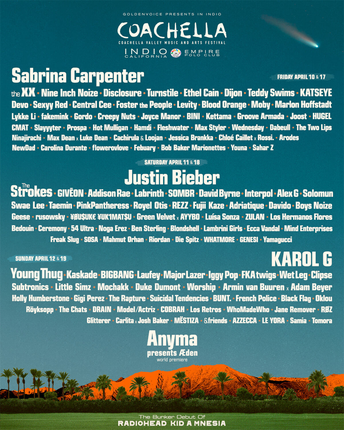 Coachella 2026 lineup poster