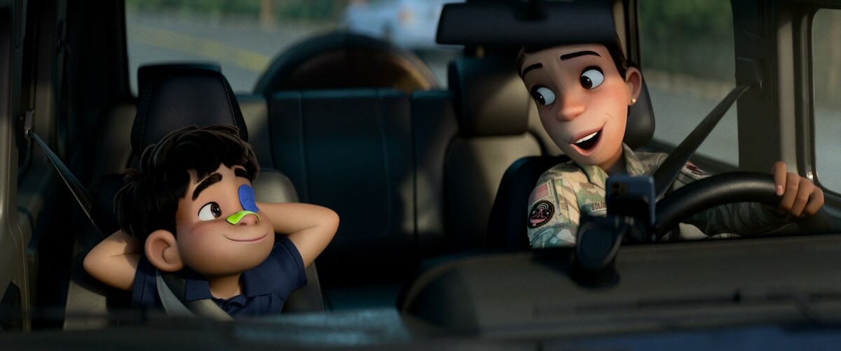 CONNECTIONS – In Disney and Pixar's "Elio," 11-year-old Elio and his Aunt Olga struggle to connect sometimes—his passion for all things space can make him hard to reach. Olga, a brilliant major in the Air Force, is delighted when her nephew suddenly perks up—she can't quite figure out what's behind the change. Featuring the voices of Yonas Kibreab and Zoe Saldaña as Elio and Aunt Olga, respectively, Disney and Pixar's Elio releases in theaters June 20, 2025. © 2025 Disney/Pixar. All Rights Reserved.