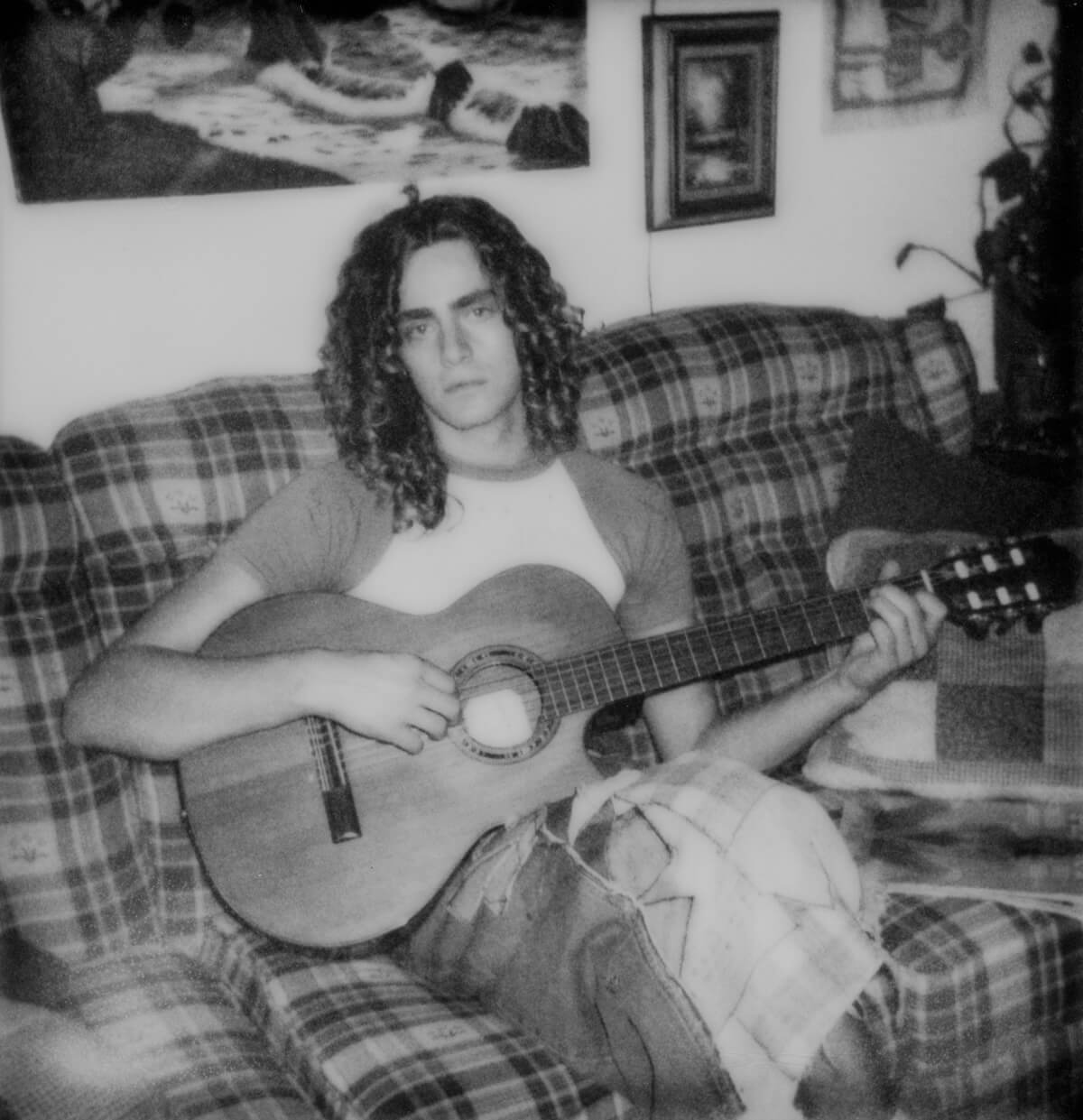 Fin Argus Black & White image with guitar for Playboy 1973