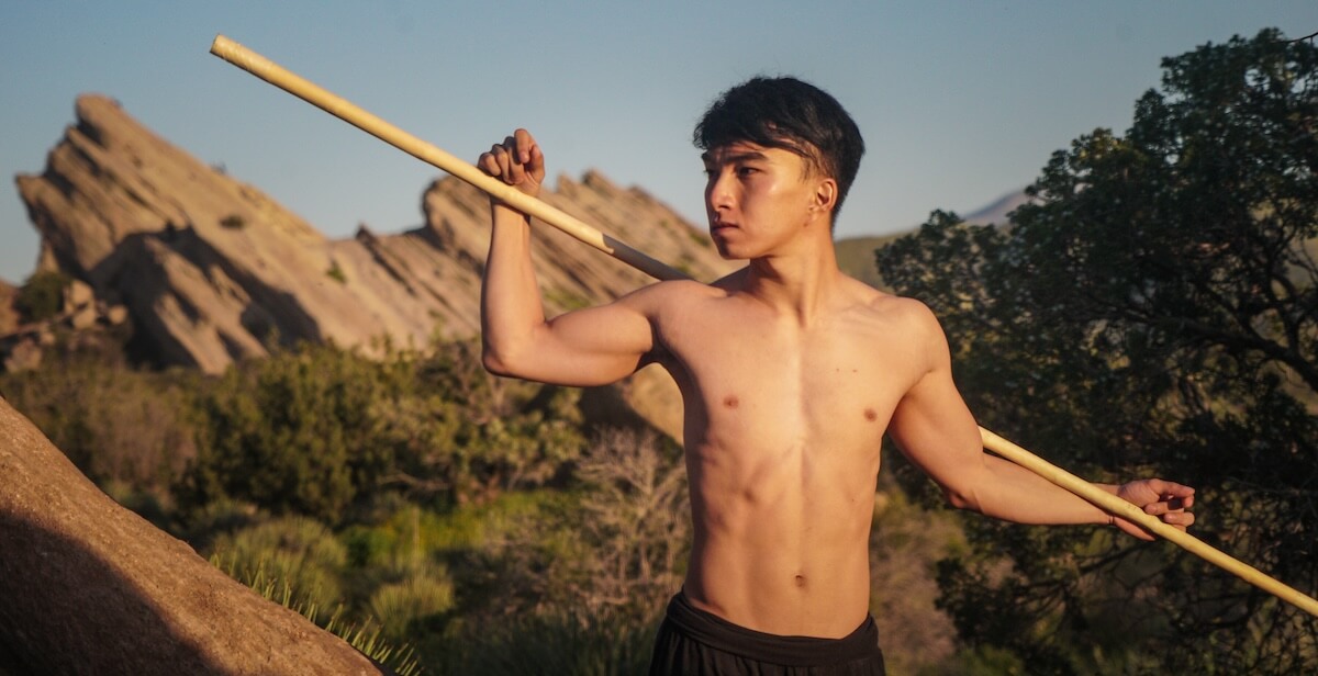 Actor Nhut training with staff