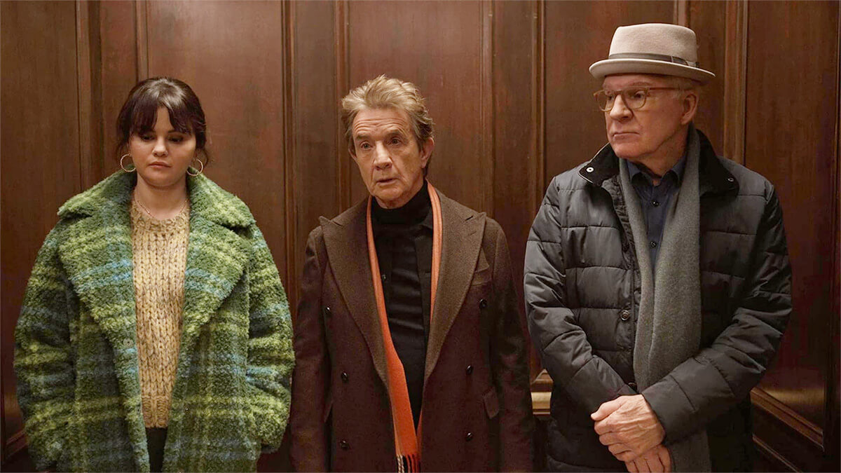 Only Murders in the Building: Season 3 opening episode Charles, Oliver and Mabel in elevator