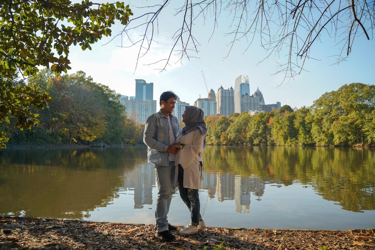Shutterstock: Couple standing in Piedmont Park Atlanta