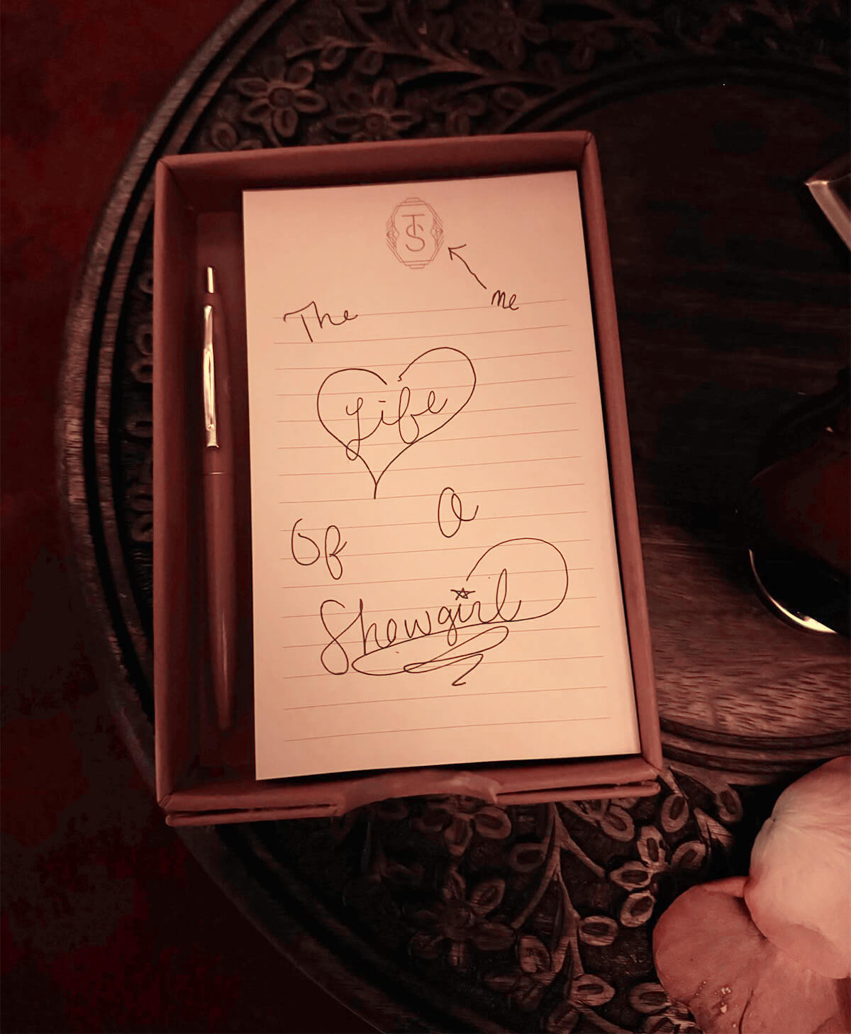 Taylor Swift: The Life of a Showgirl: A Spotify event handwritten note