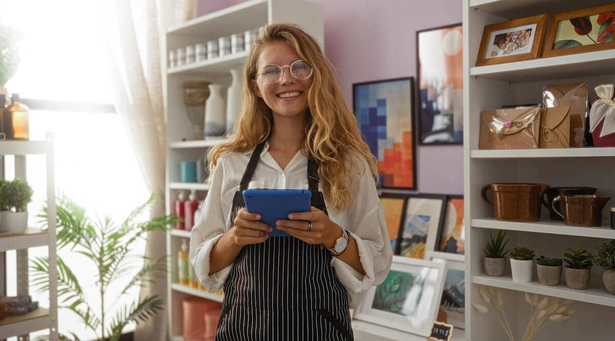 Shutterstock: Woman salesperson in boutique shop